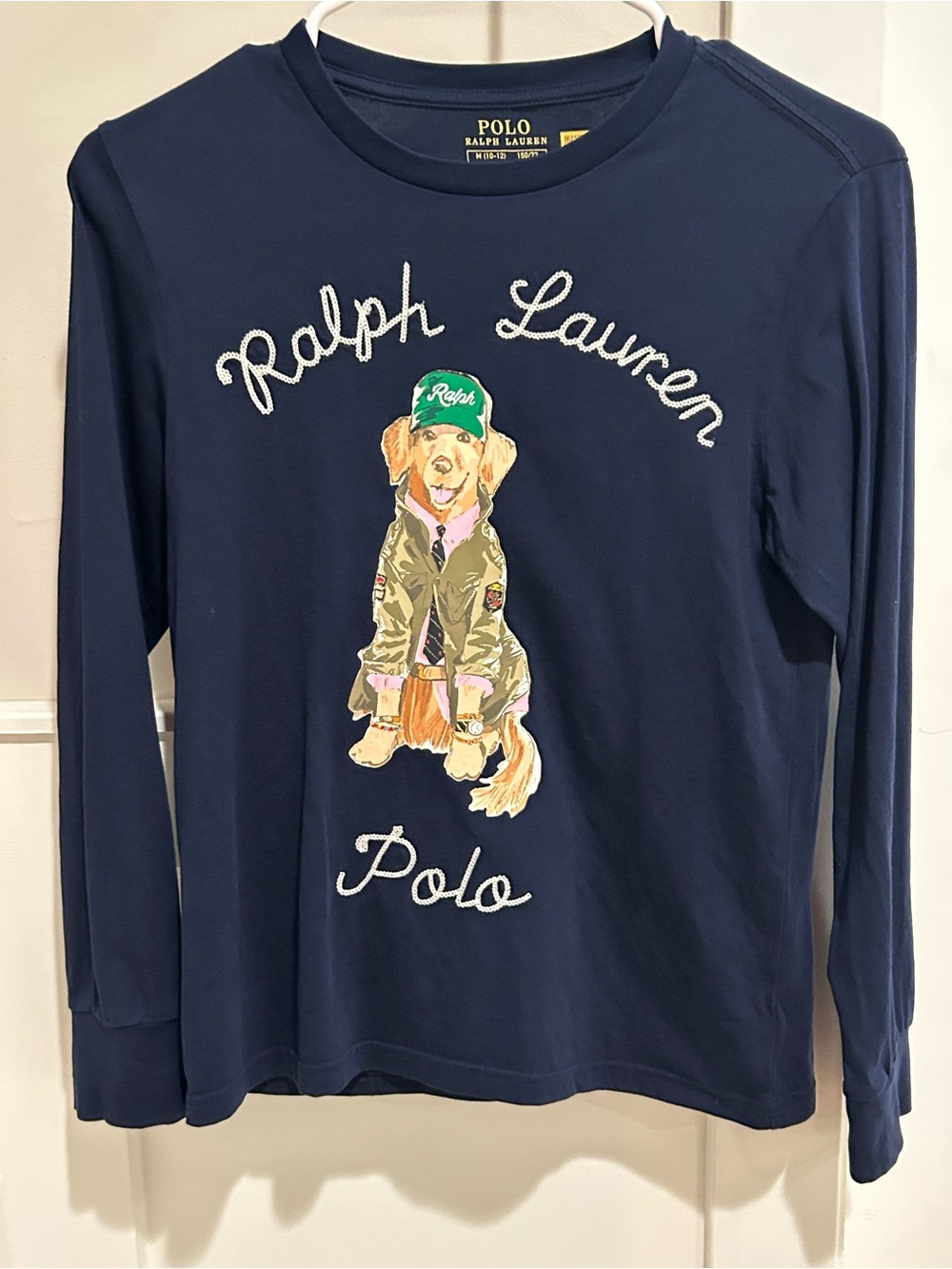 Polo by Ralph Lauren Navy Long-Sleeve Tee with Dog Graphic size 10-12